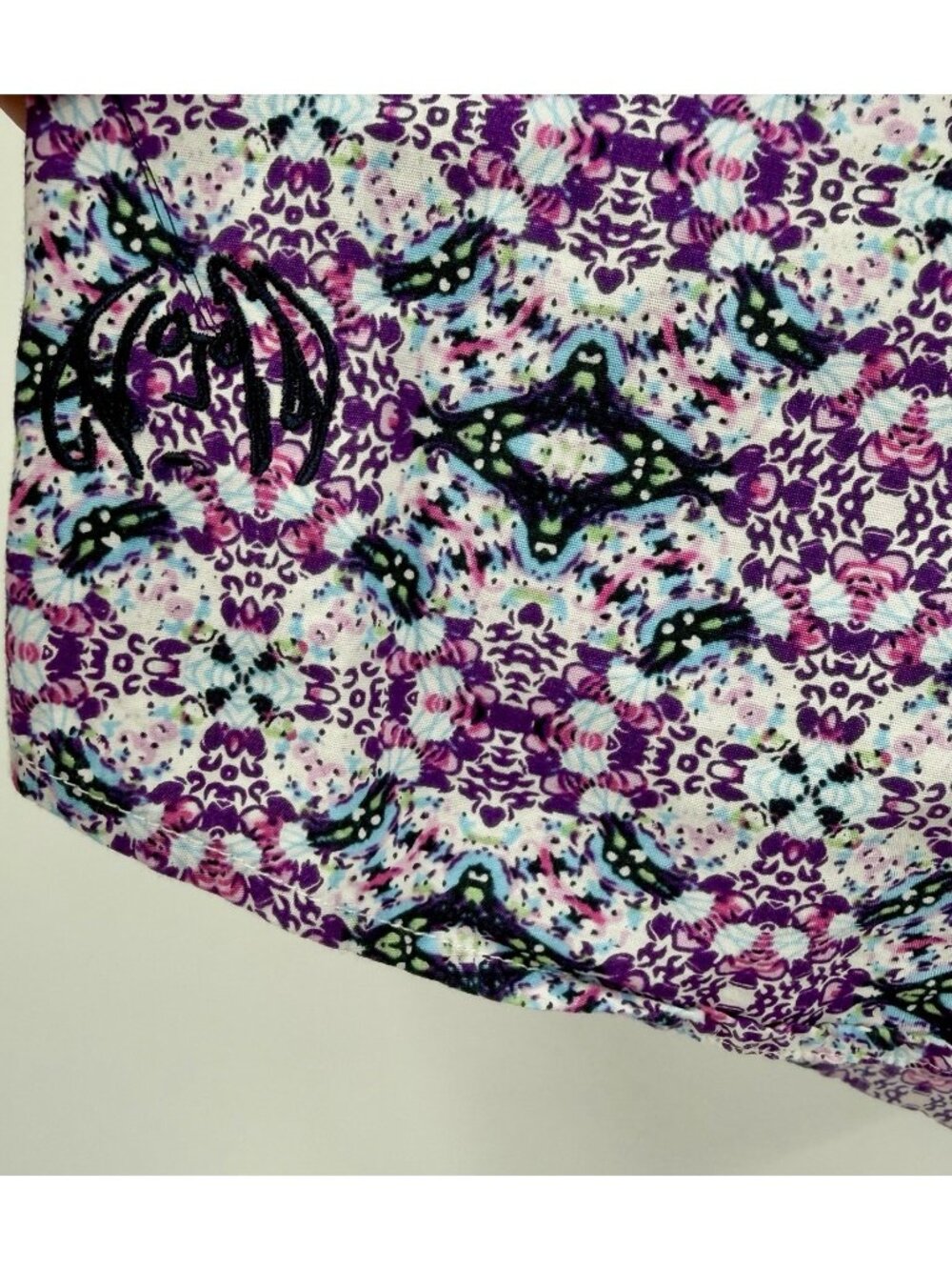 JOHN LENNON Men's Purple Abstract Geo Pattern Long Sleeve Button Down Shirt MED - Picture 2 of 7